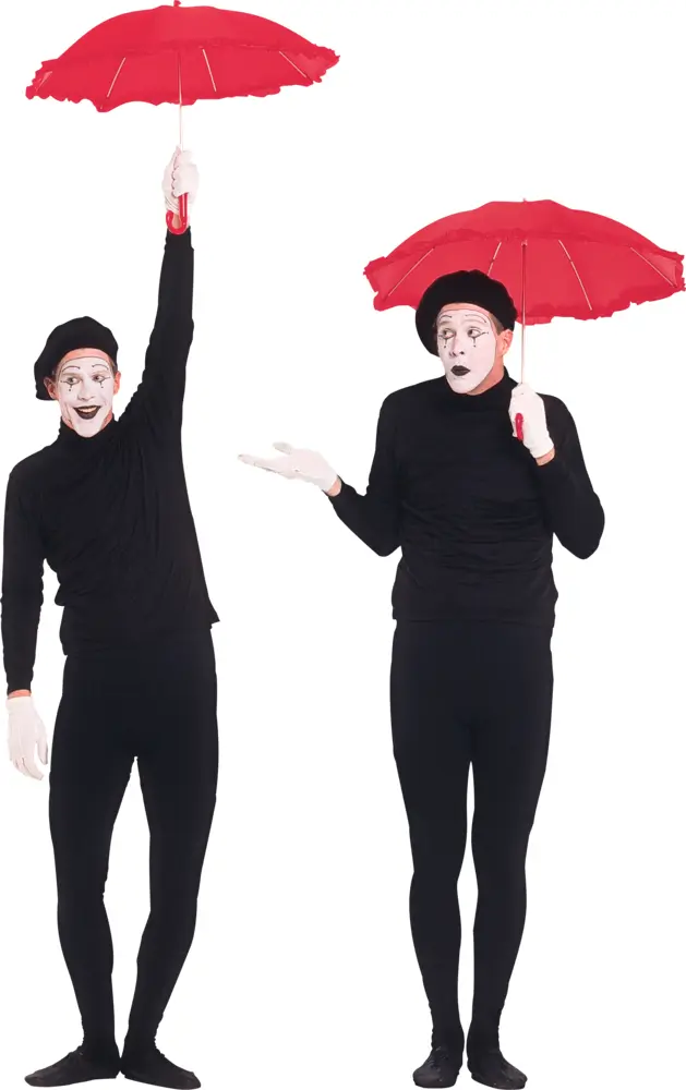 Mimes with Red Umbrella