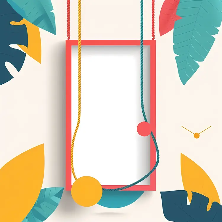 Colorful Frame with Leaves and Rope
