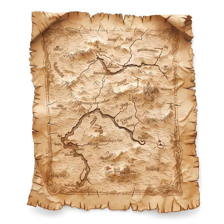 Antique Map with Mountains and Rivers