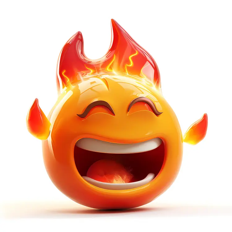 Laughing Orange Fireball Character