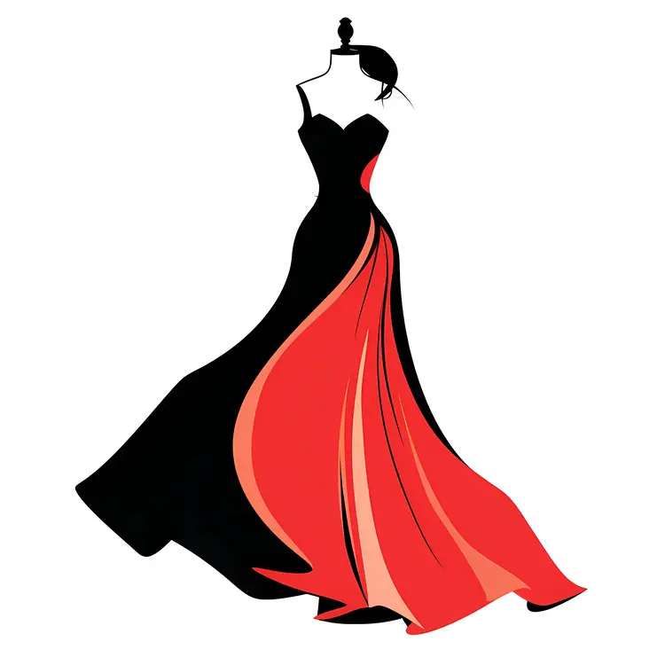 Chic Black and Red Silhouette Dress