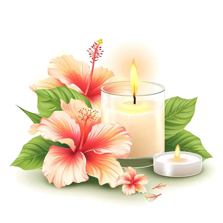 Candles with Hibiscus for Tropical Vibes