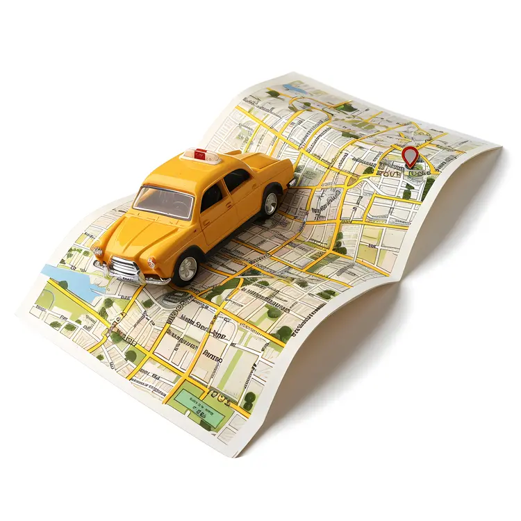 Toy Car on Folded Map