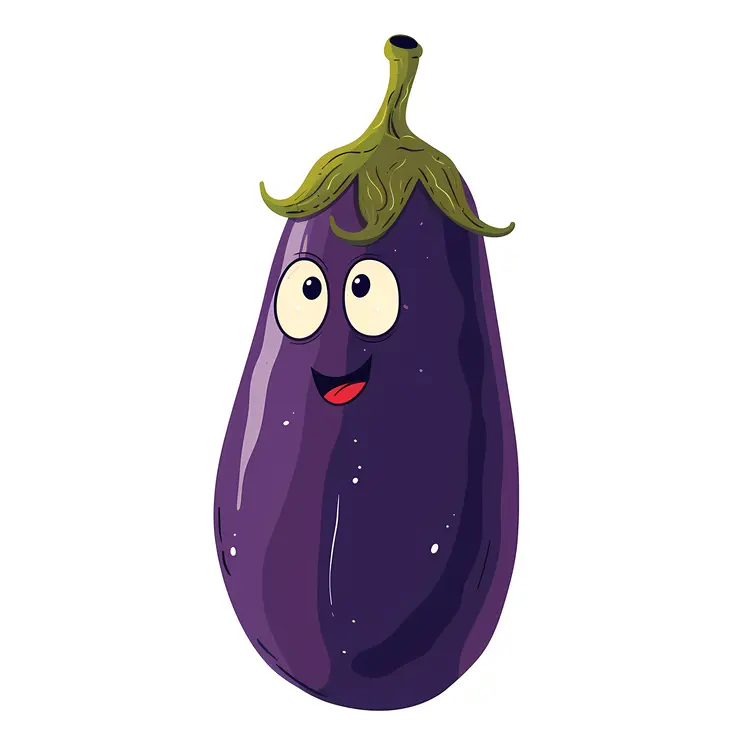 Excited Eggplant with Big Eyes