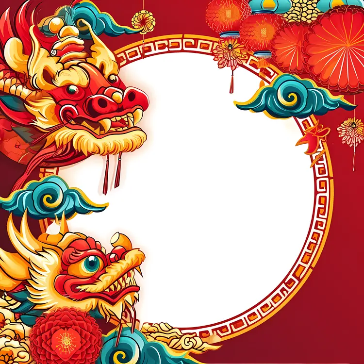 Colorful Dragon with Lanterns for Chinese New Year