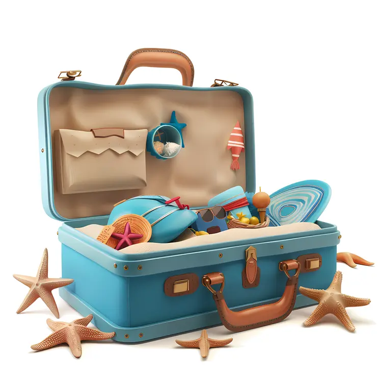 Packed Suitcase for Beach Vacation