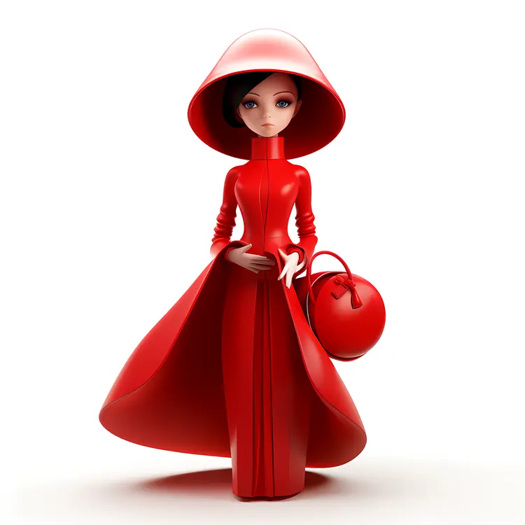 Elegant Woman in Red Dress with Hat