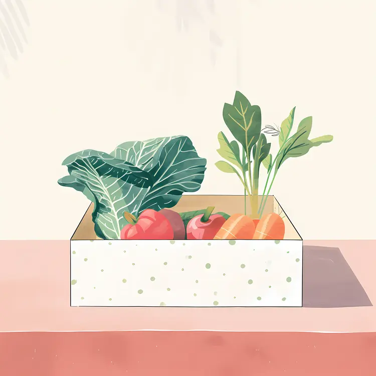 Healthy Vegetable Box with Fresh Greens