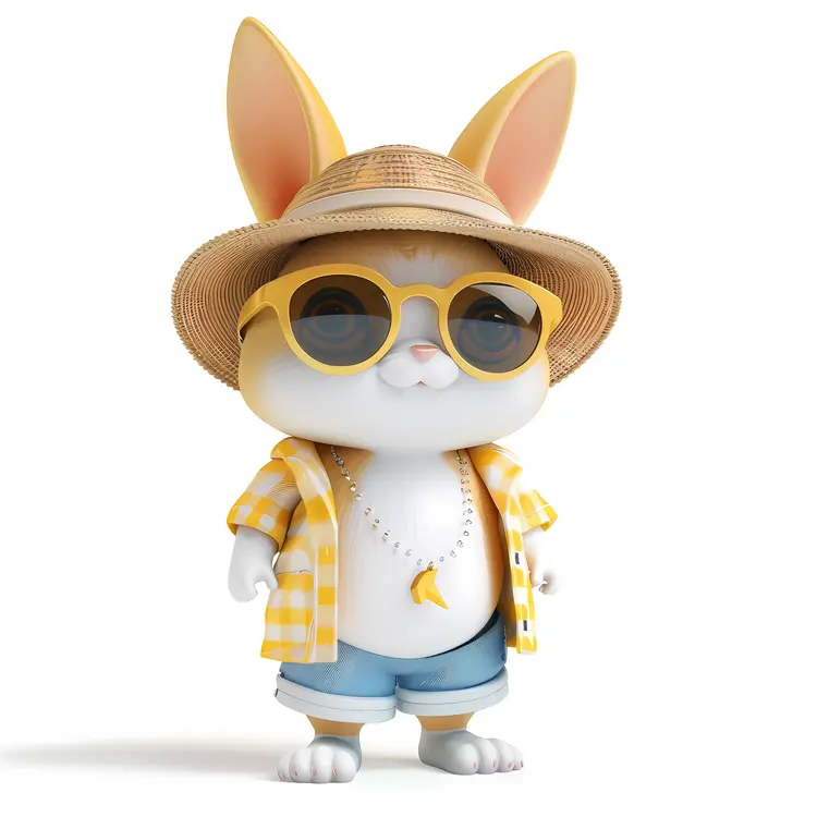 Cute Bunny in Summer Outfit