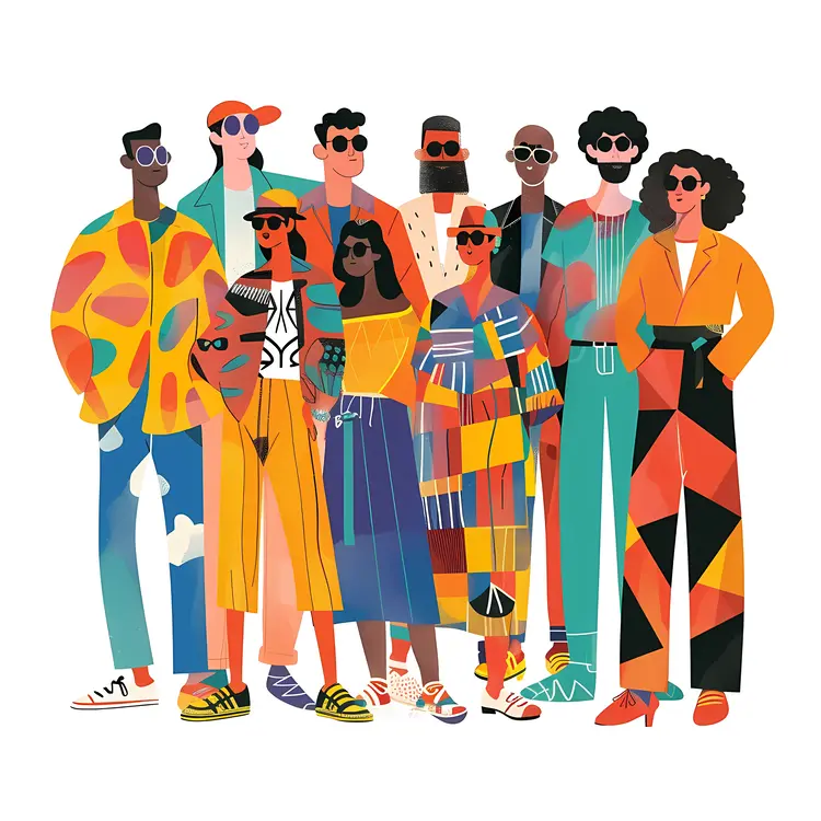 Colorful Group of Fashionable People