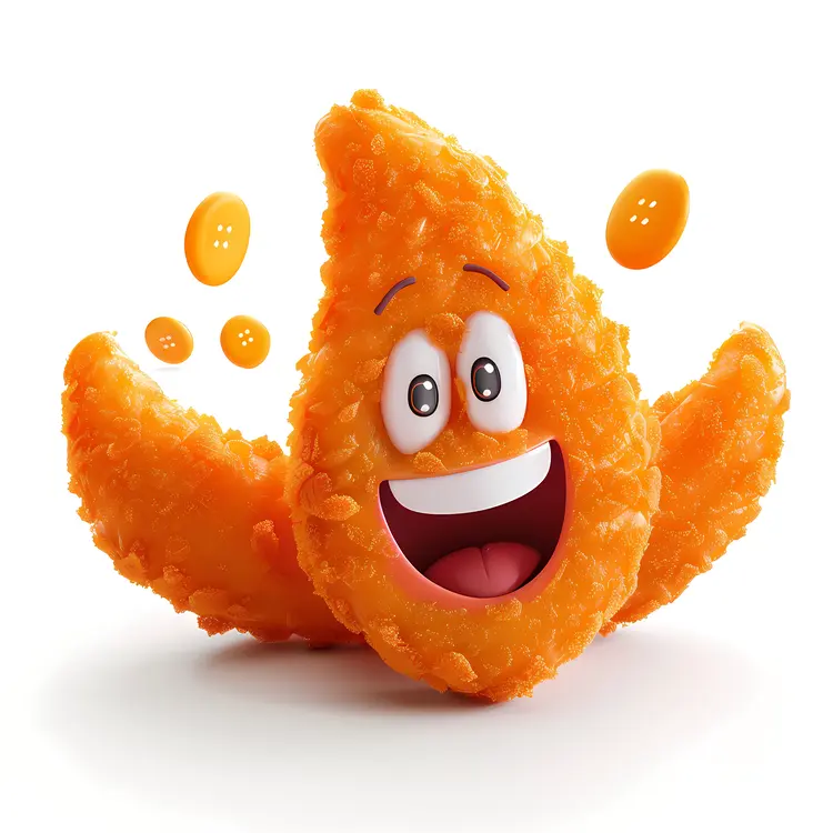 Smiling Fried Chicken Nugget Character