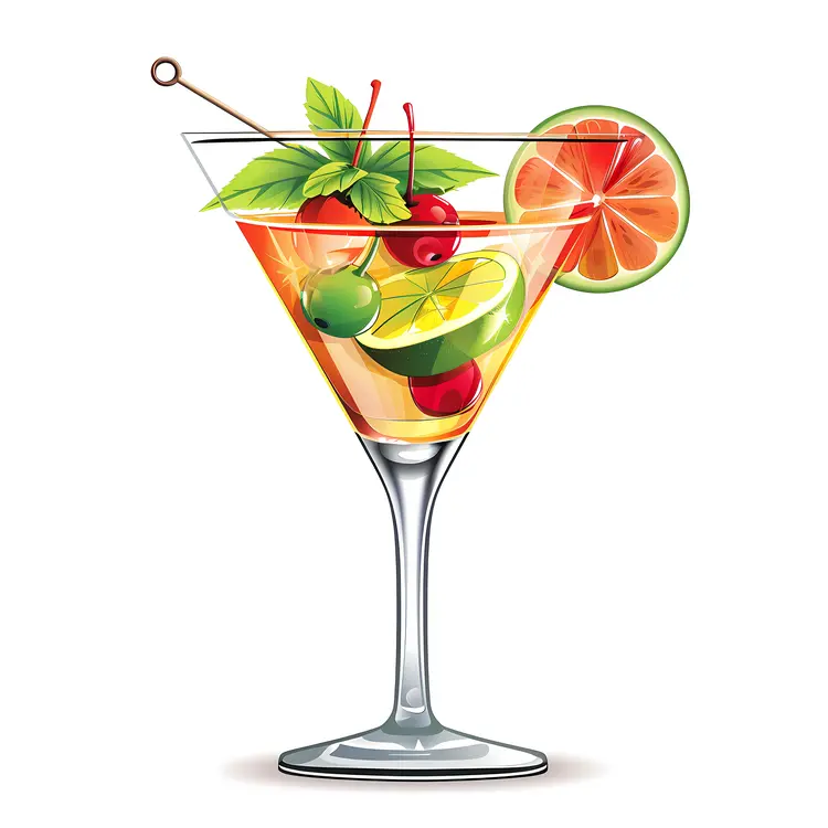 Refreshing Cocktail with Fruit Garnish