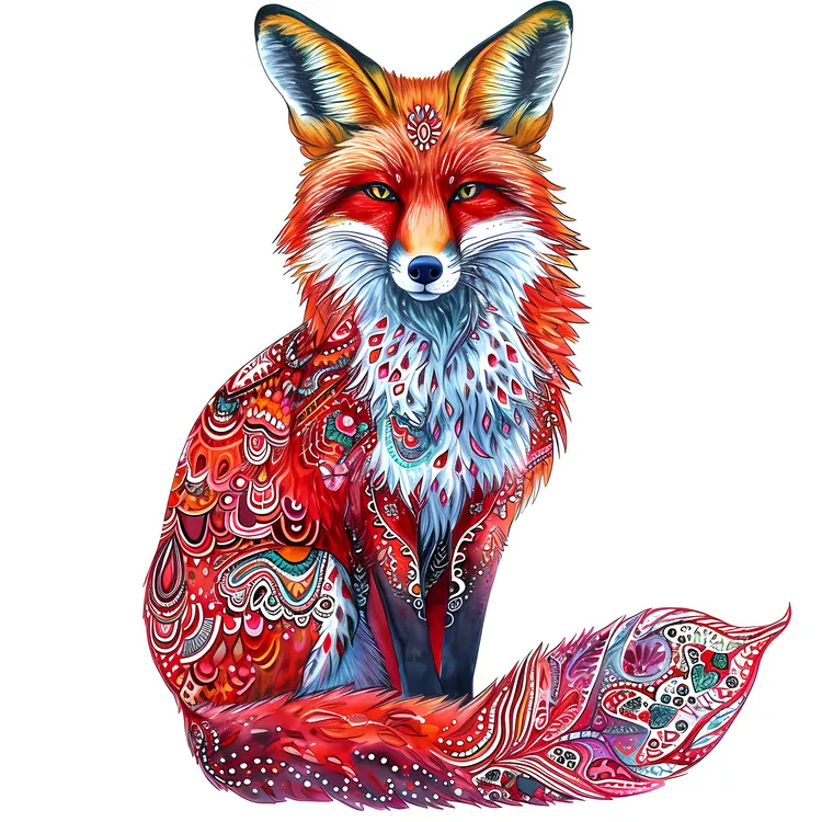 Decorative Fox with Intricate Patterns