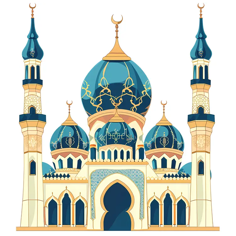 Blue Domed Mosque with Minarets