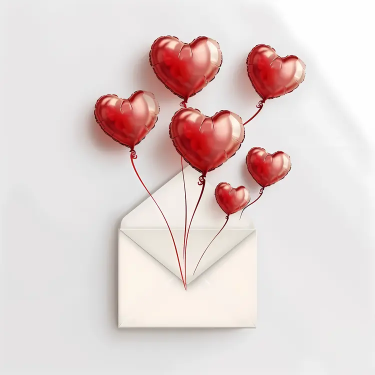 Heart Balloons in Envelope for Valentine's Day