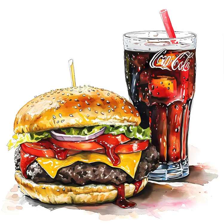 Juicy Burger and Cold Soda