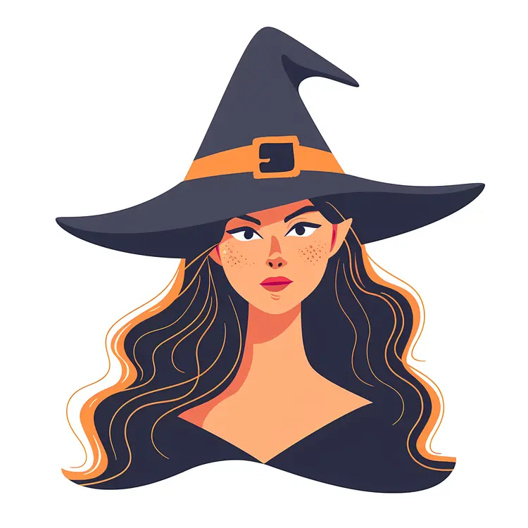 Witch with Freckles and Wavy Hair