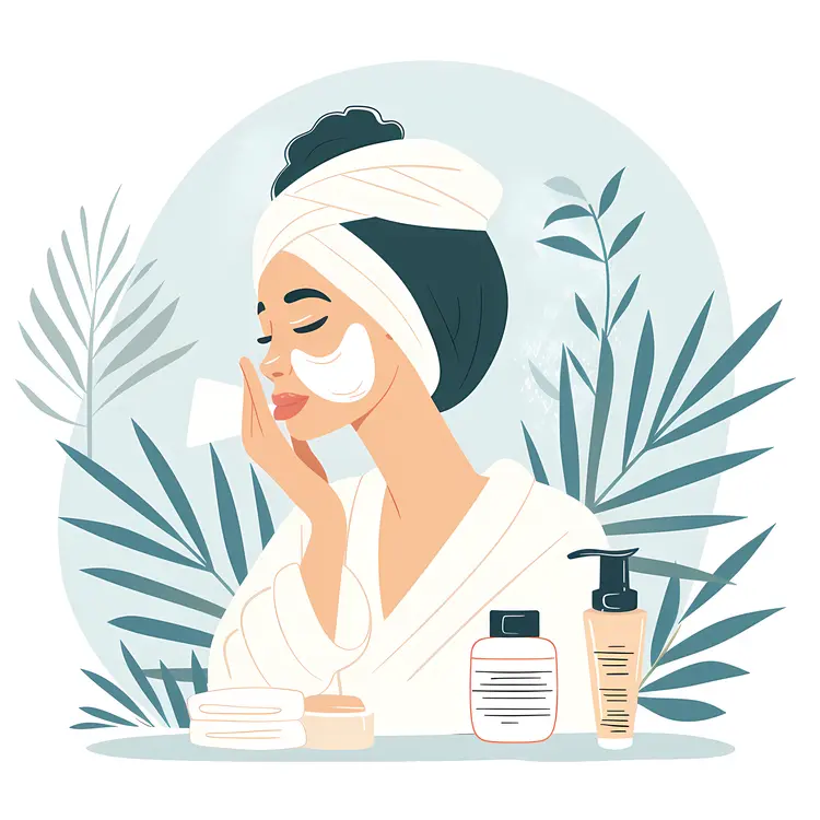 Woman with Skincare Products and Cream