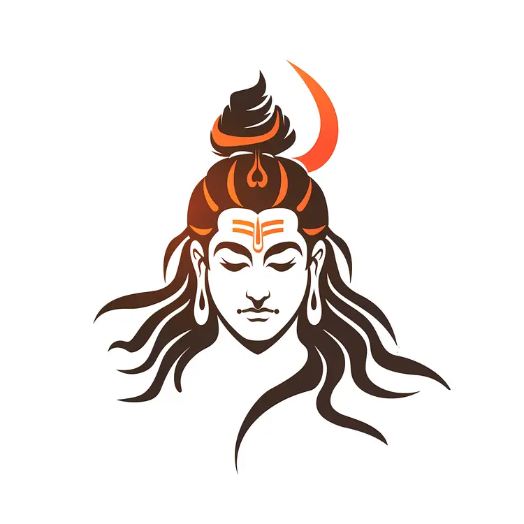 Divine Face with Ornamental Hair and Crescent