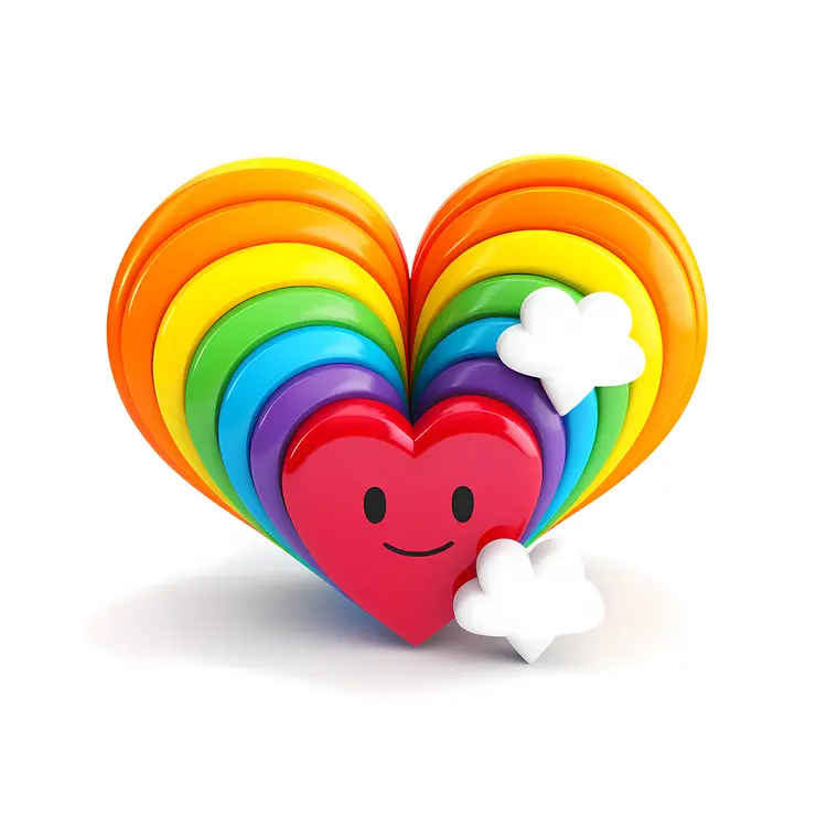 Rainbow Heart with Smiley Face