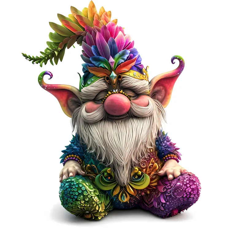 Colorful Gnome with Rainbow Hat