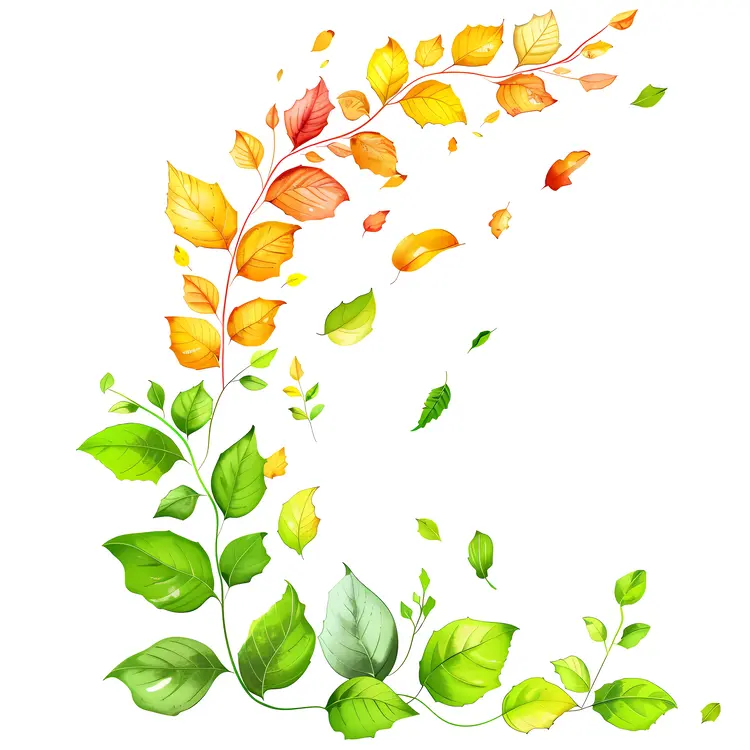 Colorful Leaves on Branch
