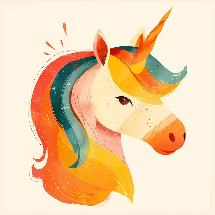 Colorful Unicorn with Rainbow Mane