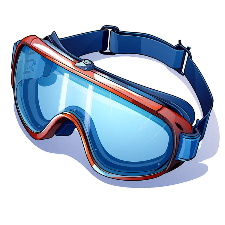 Red and Blue Ski Goggles with Blue Lens