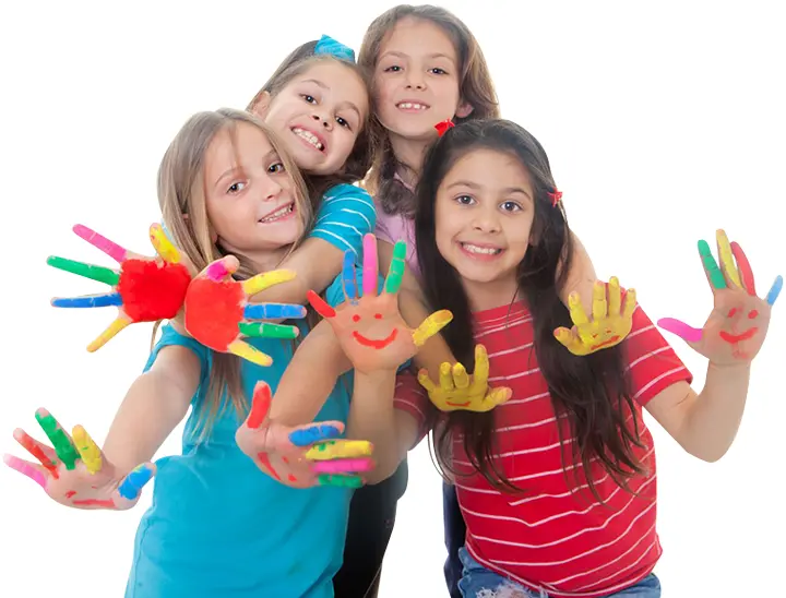 Group of Girls with Painted Hands