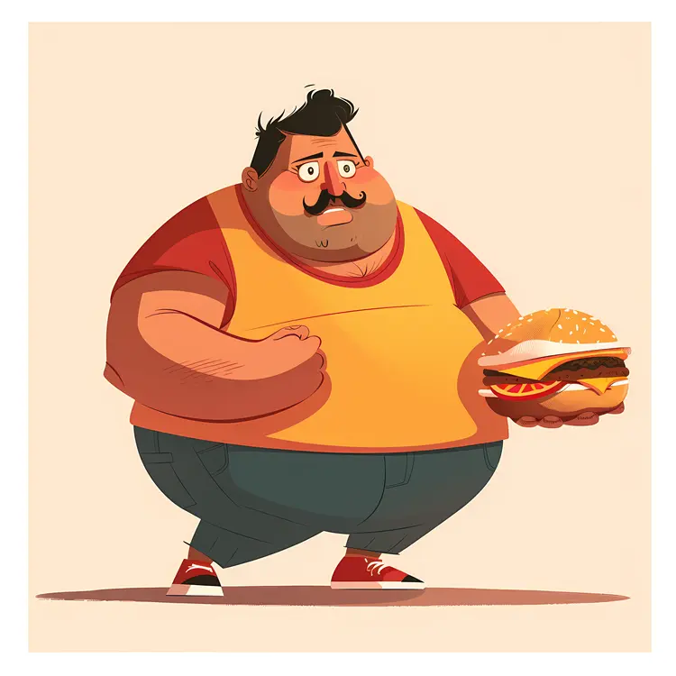 Cartoon Character Holding Burger