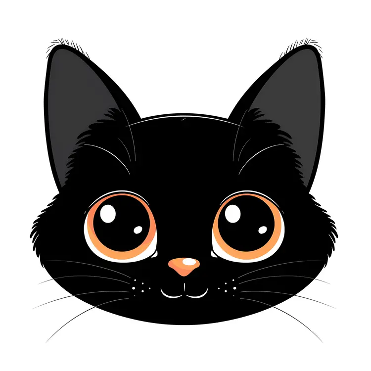 Cute Black Cat Cartoon Illustration
