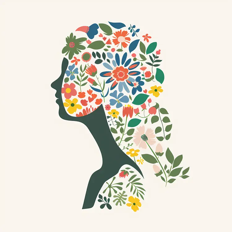 Floral Silhouette with Vibrant Flowers