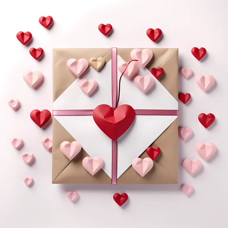 Gift Box with Hearts for Valentine's Day