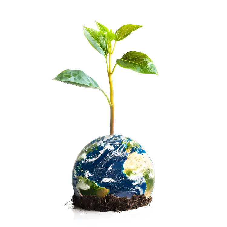 Earth with Growing Plant