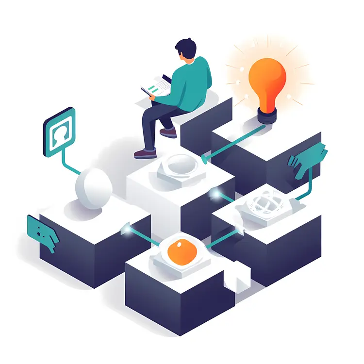 Person with Light Bulb and Connected Objects