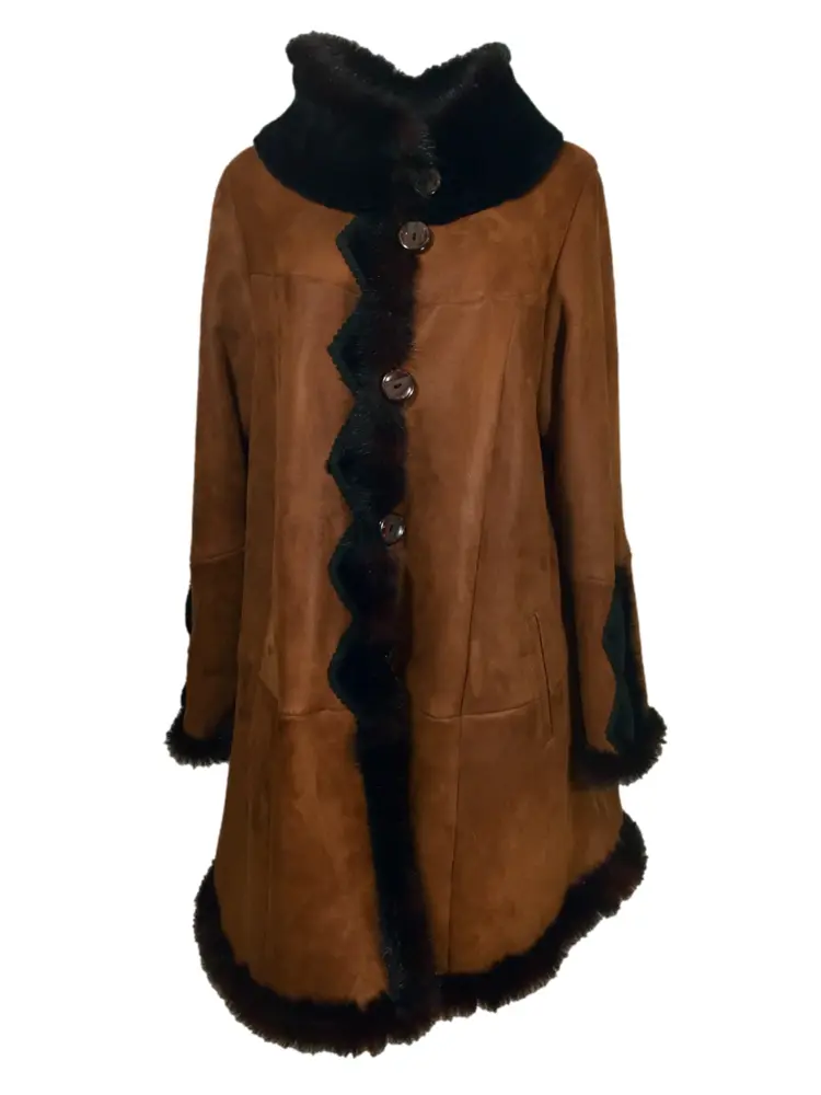 Brown Coat with Black Trim for Winter