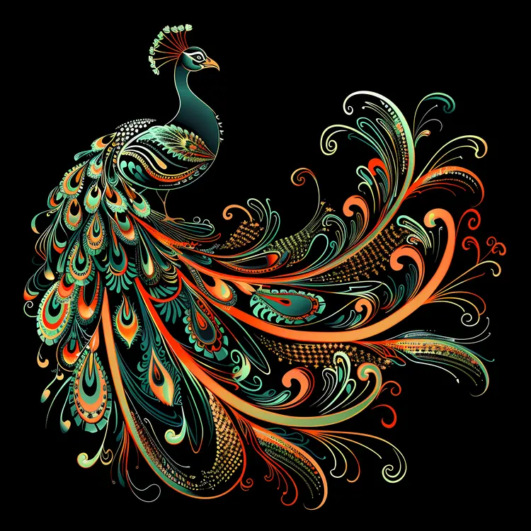 Artistic Peacock with Colorful Feathers