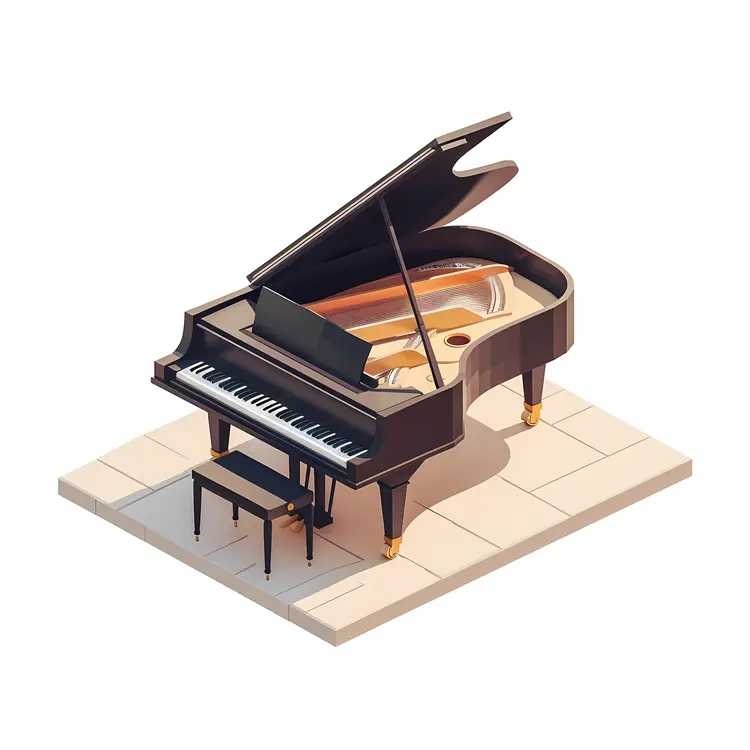 Grand Piano on a Tiled Platform