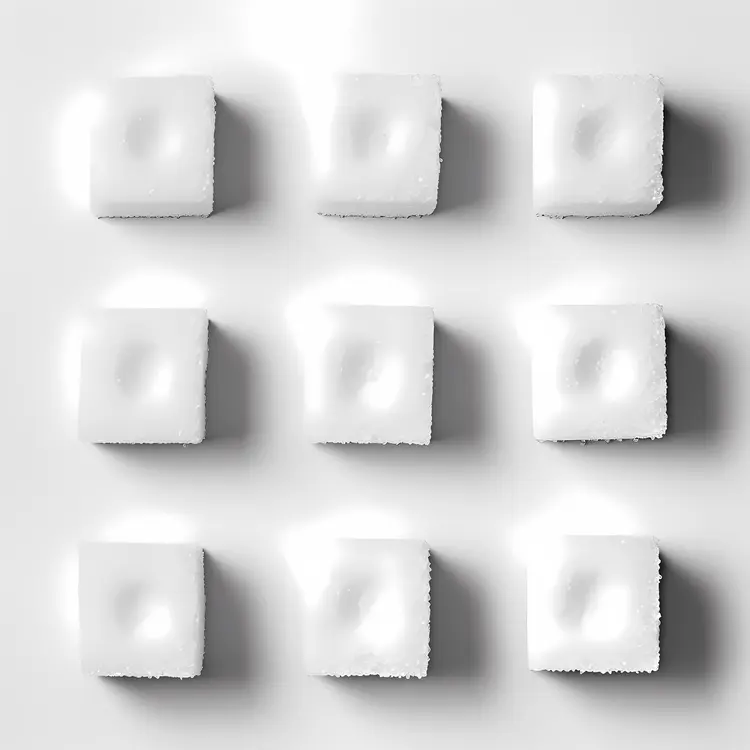 White Sugar Cubes in Grid Pattern