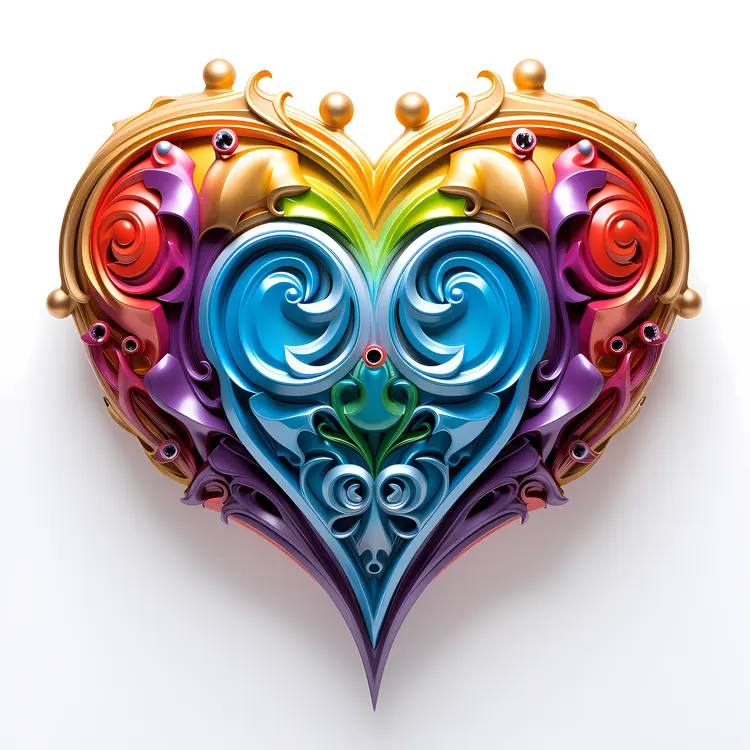 Ornate Rainbow Heart Design