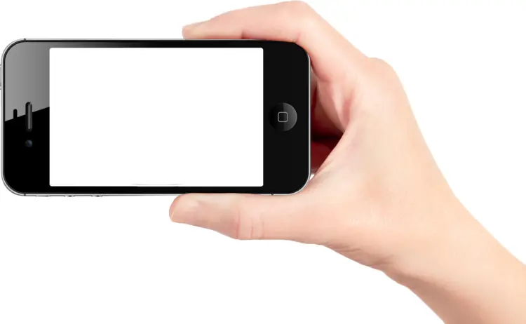 Hand Holding Black iPhone Horizontally