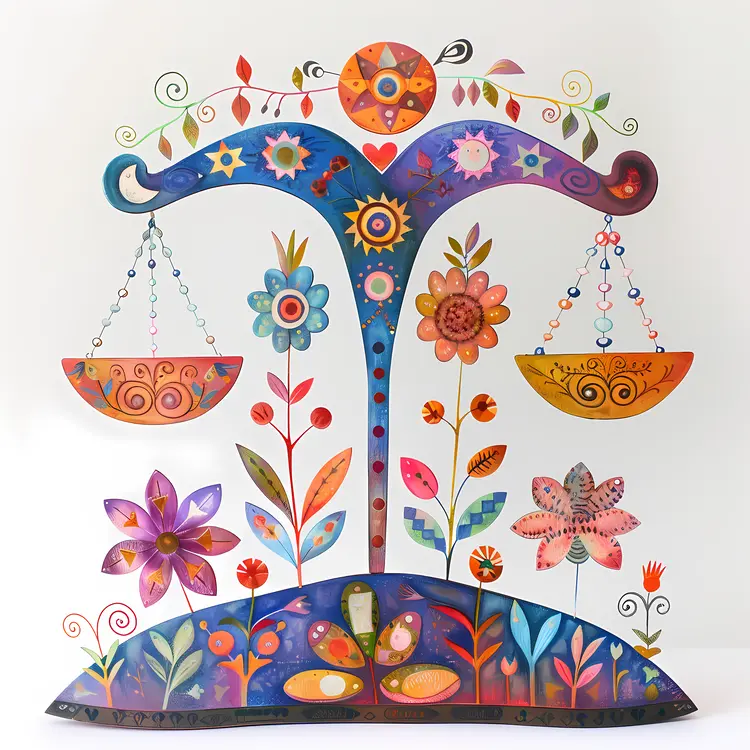 Colorful Balance Scale with Flowers