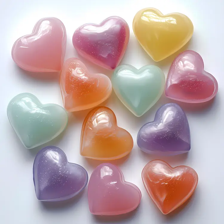 Colorful Heart-shaped Soaps in Pastel Shades