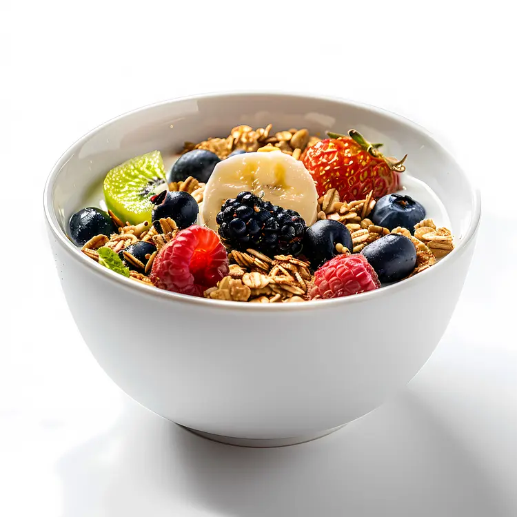 Delicious Fruit and Granola Bowl with Banana and Berries