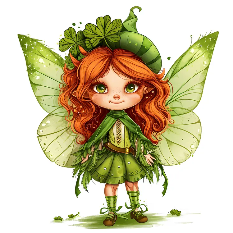 Cute Red-Haired Green Fairy