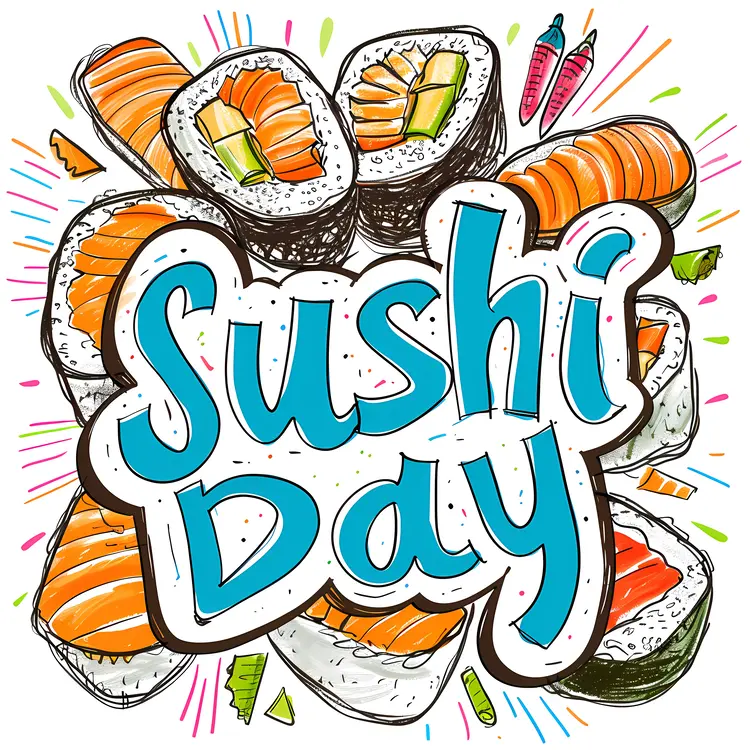 Sushi Day Celebration with Colorful Sushi