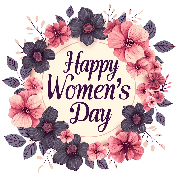 Floral wreath for Women's Day greeting