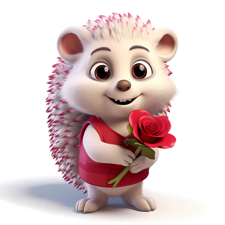 Cute Hedgehog with Rose