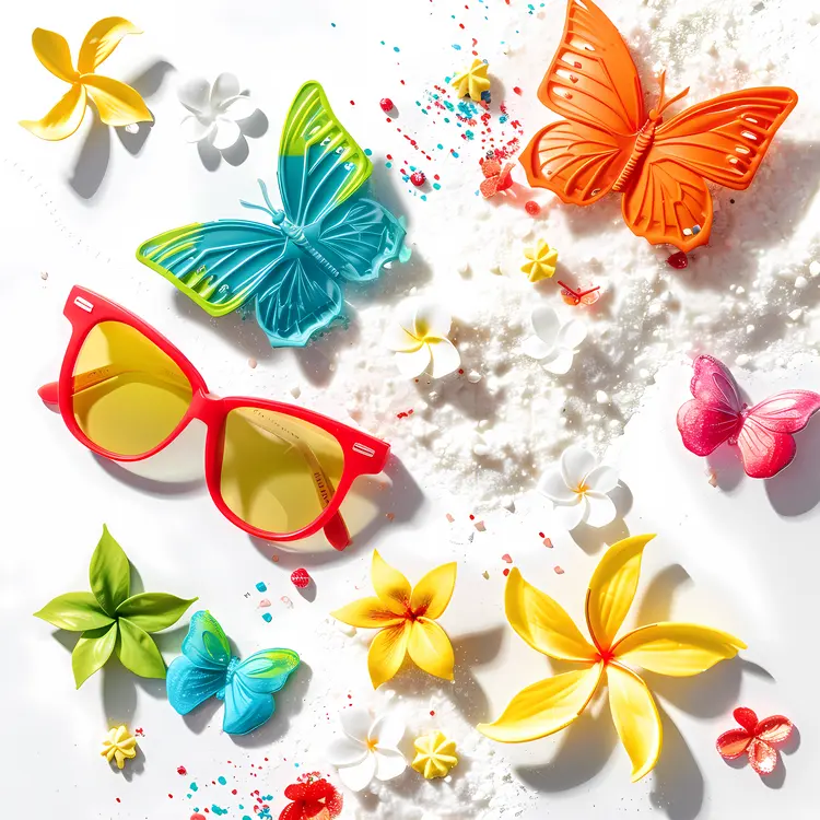 Colorful Sunglasses and Butterflies