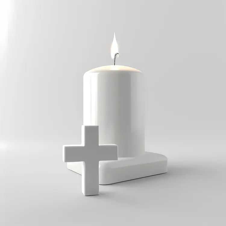 White Candle with White Cross